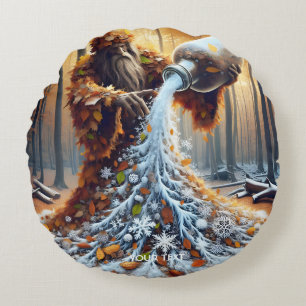 Niedliche Fantasie zum Winter machen Rundes Kissen