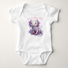 Niedliche Fantasy Axolotl mit Blume und Sommerbeul