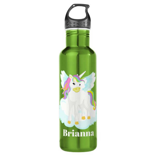 Niedliche Fantasy Einhorn geben Wasserflasche Edelstahlflasche (Vorderseite)