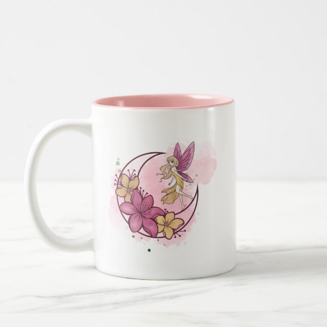 Niedliche Fantasy Moon Fairy, Girl Individuelle Na Zweifarbige Tasse (Links)
