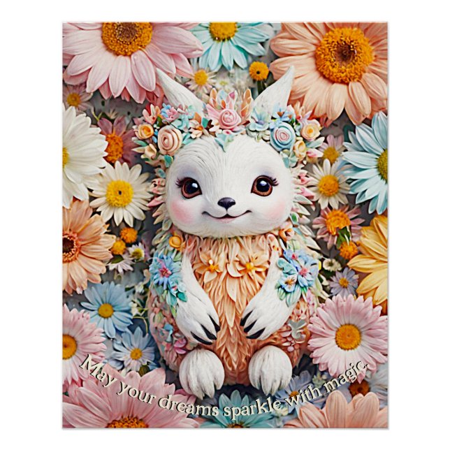 Niedliche Fantasy Spring Friend - Pastor Floral Poster (Vorderseite)