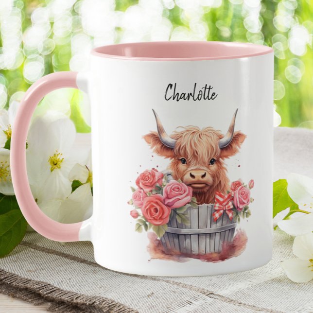 Niedliche Farbe des rosa, blühenden Kuhs Tasse (Von Creator hochgeladen)
