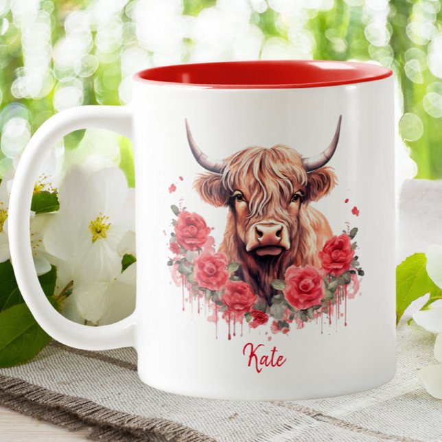Niedliche Farbe des rosa, blühenden Kuhs Zweifarbige Tasse (Von Creator hochgeladen)