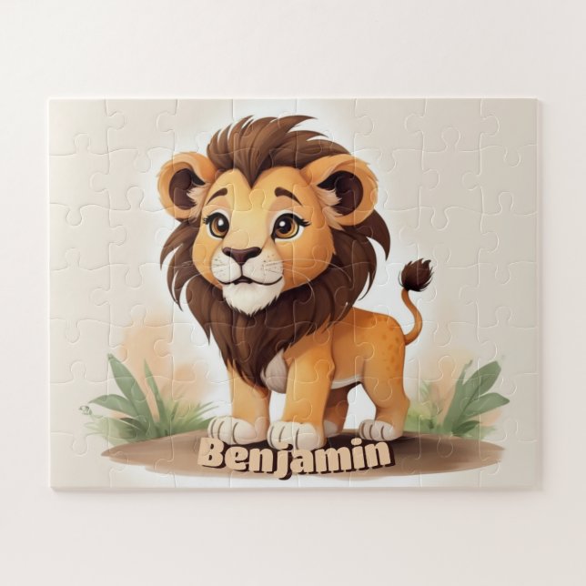 Niedliche Farbe Lion Personalisiert Kids Puzzle (Horizontal)