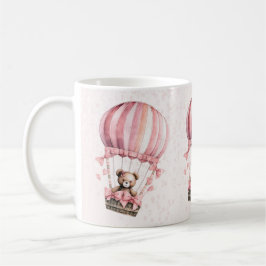 Niedliche Farbe Rosa Teddy Bär Heißluftballon Kaffeetasse