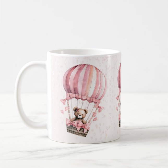 Niedliche Farbe Rosa Teddy Bär Heißluftballon Kaffeetasse (Links)