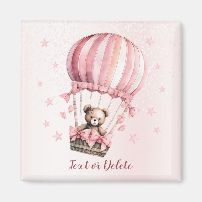 Niedliche Farbe Rosa Teddy Bär Heißluftballon Magnet (Vorne)
