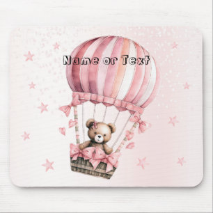 Niedliche Farbe Rosa Teddy Bär Heißluftballon Mousepad