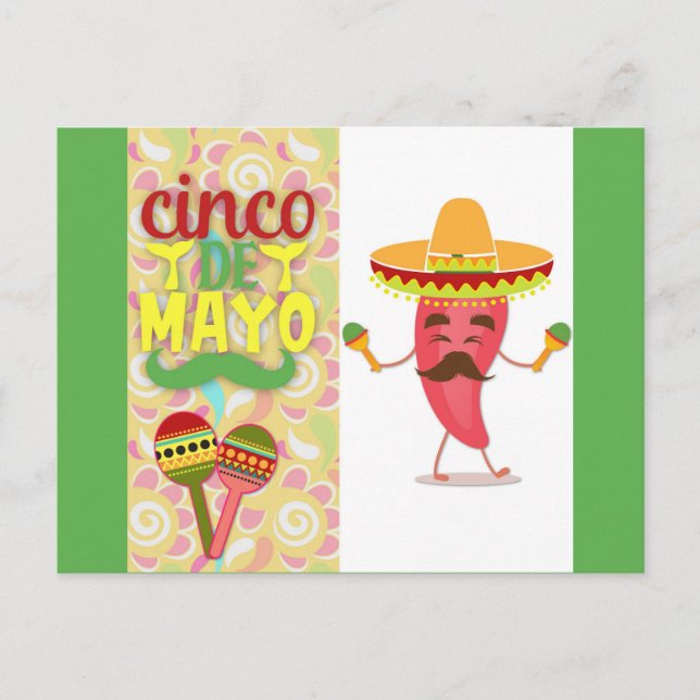 Niedliche Farben Cinco de Mayo Postkarte (Vorderseite)