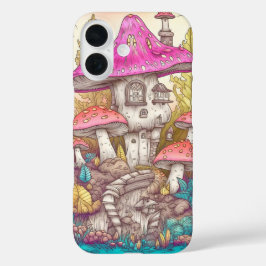 Niedliche Farben Pilzhaus Kunst iPhone 16 Hülle