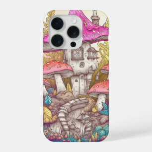 Niedliche Farben Pilzhaus Kunst iPhone 15 Pro Hülle