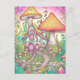 Niedliche Farben Psychedelische Pilze Kunst Postkarte