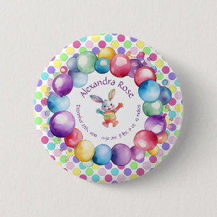 Niedliche Farben Wasserfarbe Bunny und Polka Punkt Button