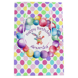 Niedliche Farben Wasserfarbe Bunny und Polka Punkt Mittlere Geschenktüte