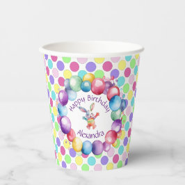 Niedliche Farben Wasserfarbe Bunny und Polka Punkt Pappbecher