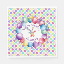 Niedliche Farben Wasserfarbe Bunny und Polka Punkt Serviette