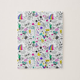 Niedliche Farbenfrohe 80er-Muster Puzzle