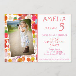 Niedliche Farbenfrohe Blocks Girly Kids Foto Gebur Einladung