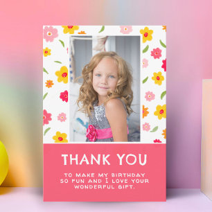 Niedliche farbenfrohe Blume Geburtstag Kinder Foto Dankeskarte