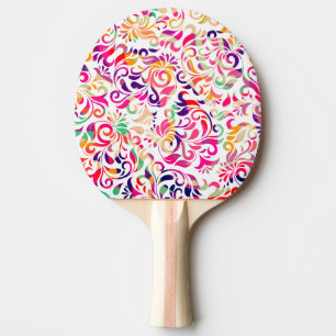 Niedliche, farbenfrohe Blume-Muster All Over-Pri Tischtennis Schläger