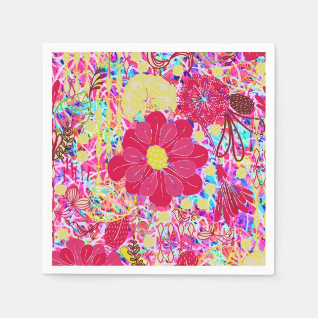 Niedliche farbenfrohe Blume Serviette (Vorderseite)