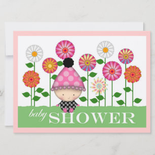 Niedliche farbenfrohe Blume und Babydusche Einladung