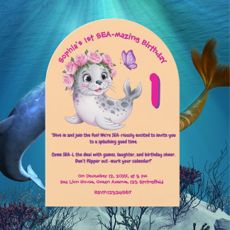 Niedliche Farbenfrohe Blumenmeere Löwe Girl Kinder Einladung