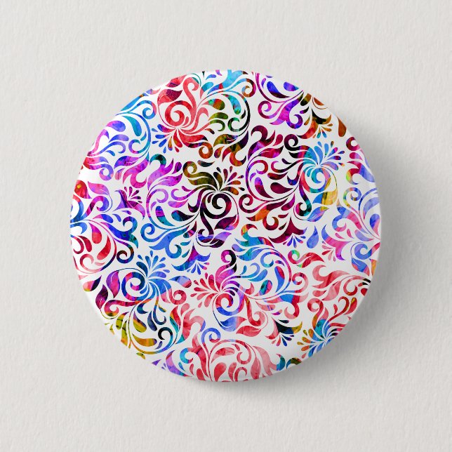 Niedliche farbenfrohe Blumenmuster Case-Mate iPhon Button (Vorderseite)