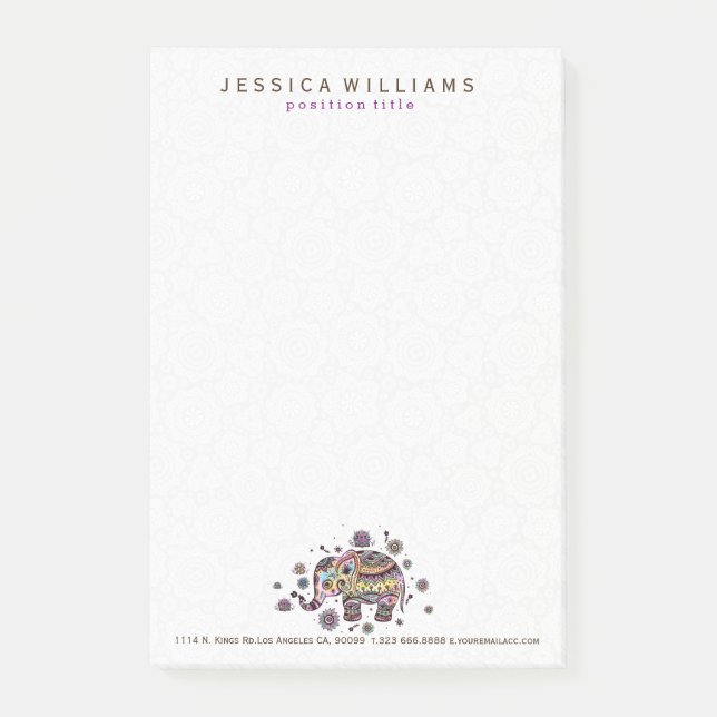 Niedliche farbenfrohe Blütenbaby Elephant Illustra Post-it Klebezettel (Vorderseite)