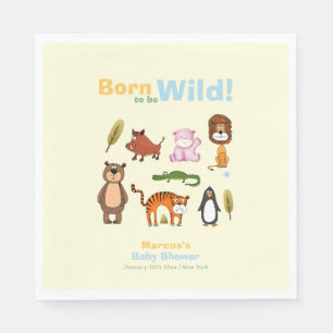 Niedliche farbenfrohe Born To Be Wild Safari-Baby- Serviette