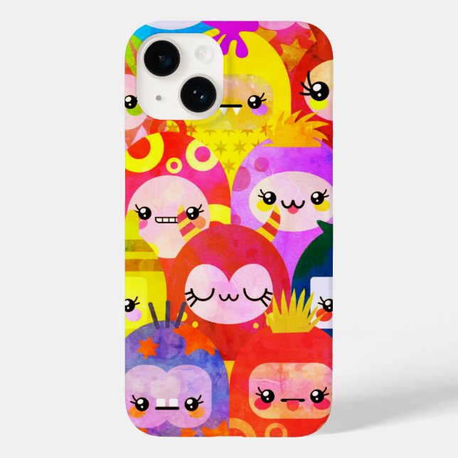 Niedliche farbenfrohe Critters Fun iPhone 14 Fall Case-Mate iPhone Hülle (Rückseite)