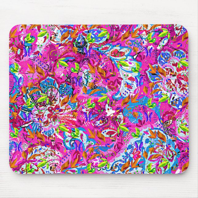 Niedliche farbenfrohe fantastische abstrakte Blume Mousepad (Vorne)