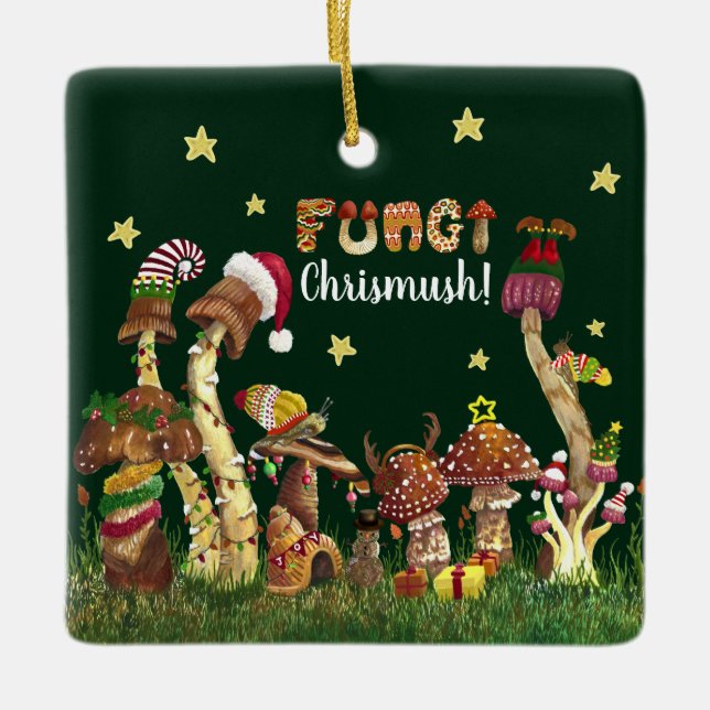 Niedliche Farbenfrohe Festspiele Pilze Pilz Fungi  Keramikornament (Vorderseite)