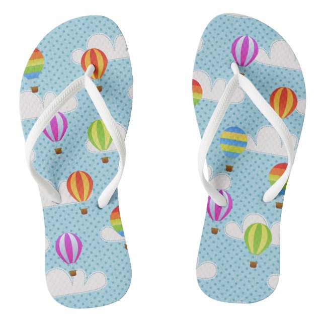 Niedliche Farbenfrohe Heißluftballonmuster Flip Flops (Fußbett)