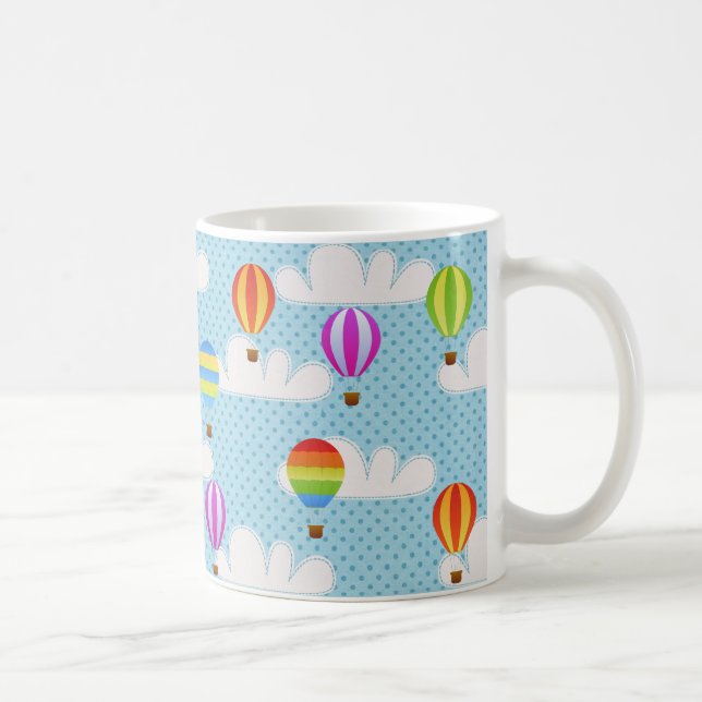Niedliche Farbenfrohe Heißluftballonmuster Kaffeetasse (Rechts)