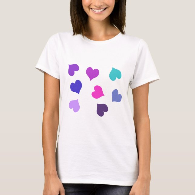 Niedliche farbenfrohe Herzen T-Shirt (Vorderseite)