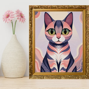 Niedliche, farbenfrohe Katze, lustiger Chic, Haust Poster
