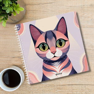 Niedliche, farbenfrohe Katze, lustiger Chic Notizbuch