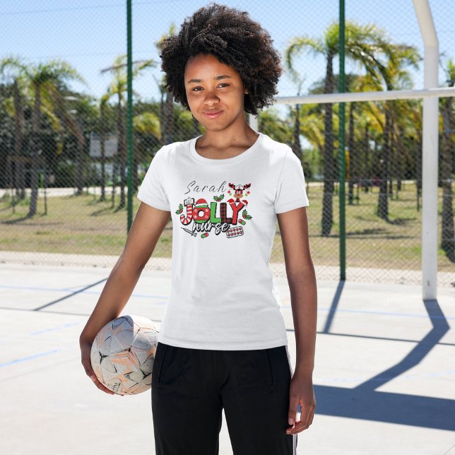 Niedliche farbenfrohe Krankenschwester Weihnachtsg T-Shirt (Von Creator hochgeladen)