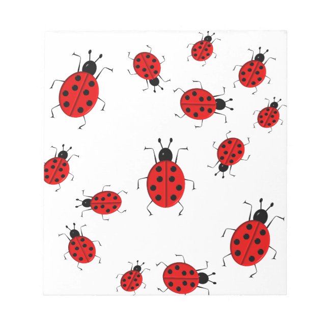Niedliche, farbenfrohe Ladybugs Clip Art Notizblock (Vorderseite)