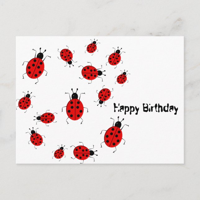 Niedliche, farbenfrohe Ladybugs Clip Art Postkarte (Vorderseite)