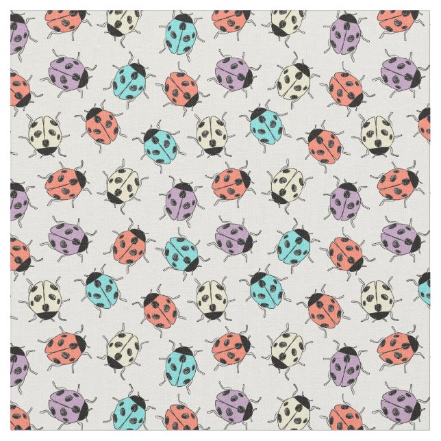 Niedliche, farbenfrohe Ladybugs-Muster Stoff (Nahaufnahme)