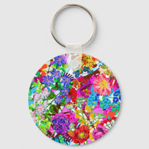 Niedliche farbenfrohe magische Blume All-Over-Prin Schlüsselanhänger