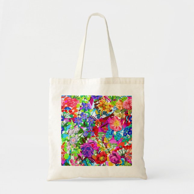 Niedliche farbenfrohe magische Blume All-Over-Prin Tragetasche (Vorne)