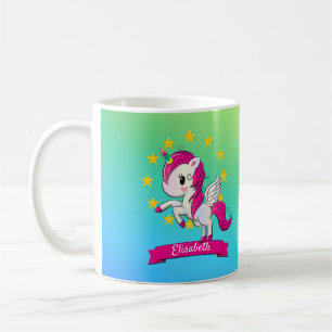 Niedliche Farbenfrohe magische Einhornröhre Kinder Kaffeetasse