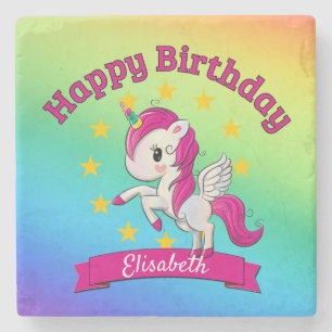 Niedliche Farbenfrohe magische Einhornröhre Kinder Steinuntersetzer