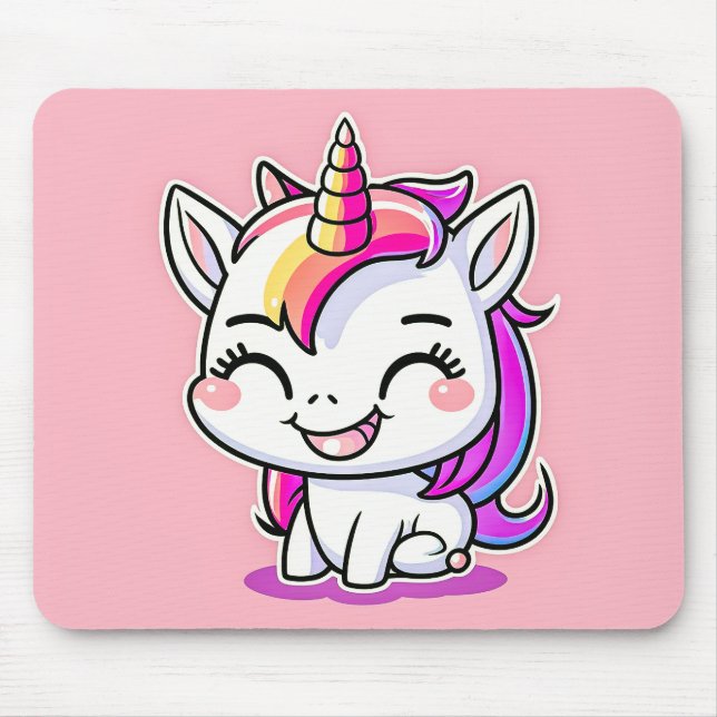 Niedliche Farbenfrohe magische Happy Einhorn Kunst Mousepad (Vorne)