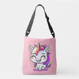 Niedliche Farbenfrohe magische Happy Einhorn Kunst Tragetaschen Mit Langen Trägern