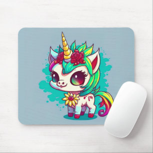 Niedliche Farbenfrohe magische Kreatur Einhorn Kun Mousepad