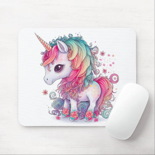 Niedliche Farbenfrohe magische Kreatur Einhorn Kun Mousepad